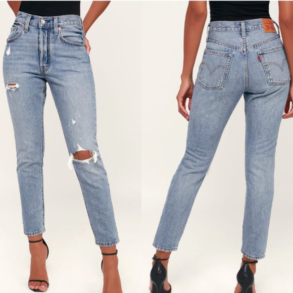Levi’s 501 Distressed Jeans - High Rise / Waisted - 26 - Medium / Light … - Picture 1 of 6